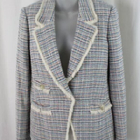 Veronica Beard Women's Blue Multi Cotton Tweed Blazer Jacket Size 2; EUC
